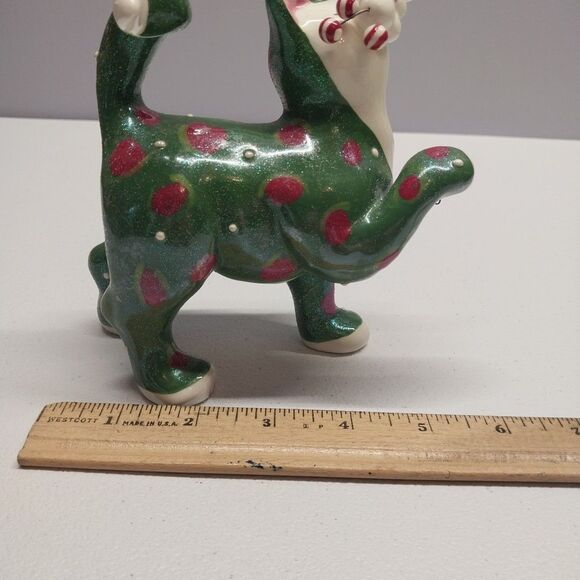 Amy Lacombe 2002 WhimsiClay Ceramic Cat Figurine Willitts Design Green Polka Dot - Picture 16 of 16